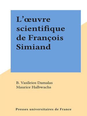 cover image of L'œuvre scientifique de François Simiand